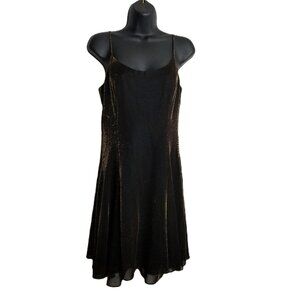Late Edition Vintage Black Gold Metallic Slip Dress Y2K Party Size 10